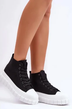 Best Boto Damskie Wysokie Trampki Czarne Avis