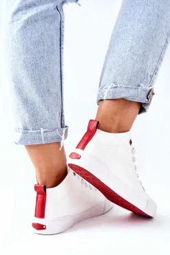 Cross Jeans Trampki Damskie Cross Jeans|Trampki Damskie Wysokie*Damskie Wysokie Trampki II2R4033C Białe Biały