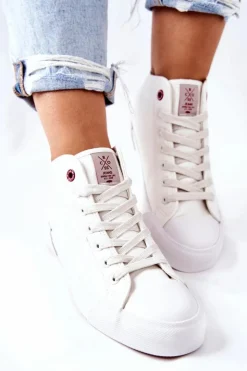 Cross Jeans Trampki Damskie Cross Jeans|Trampki Damskie Wysokie*Damskie Wysokie Trampki II2R4033C Białe Biały
