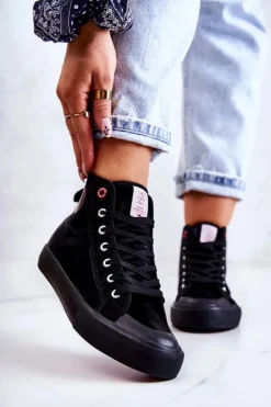 Clearance Cross Jeans Damskie Wysokie Trampki JJ2R4055C Czarne Czarny