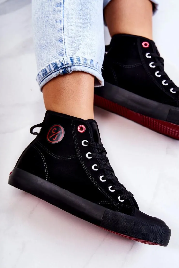 Clearance Cross Jeans Damskie Wysokie Trampki JJ2R4055C Czarne Czarny