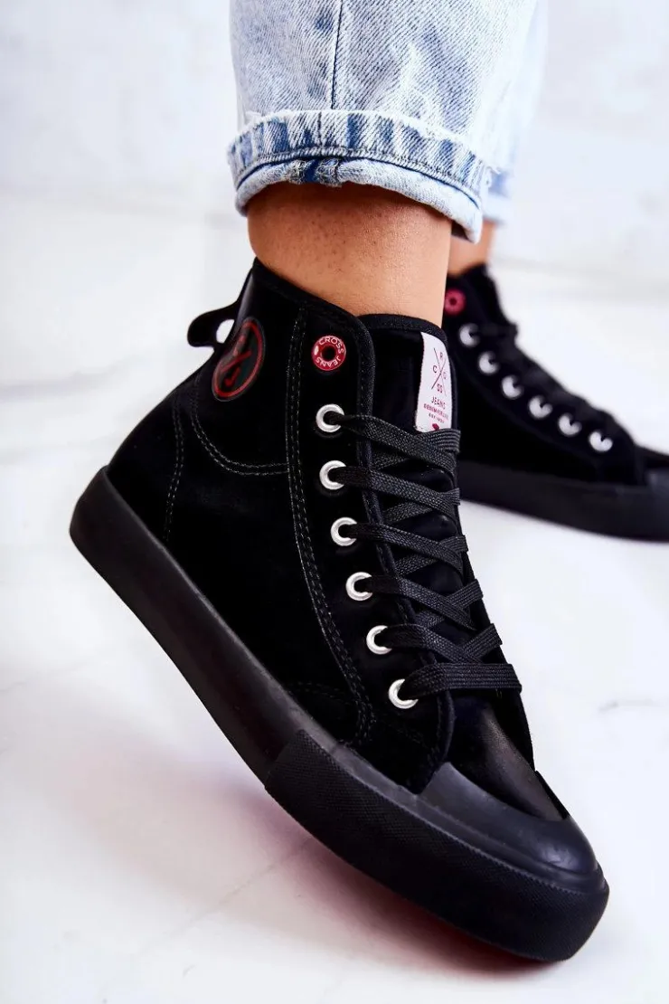 Clearance Cross Jeans Damskie Wysokie Trampki JJ2R4055C Czarne Czarny