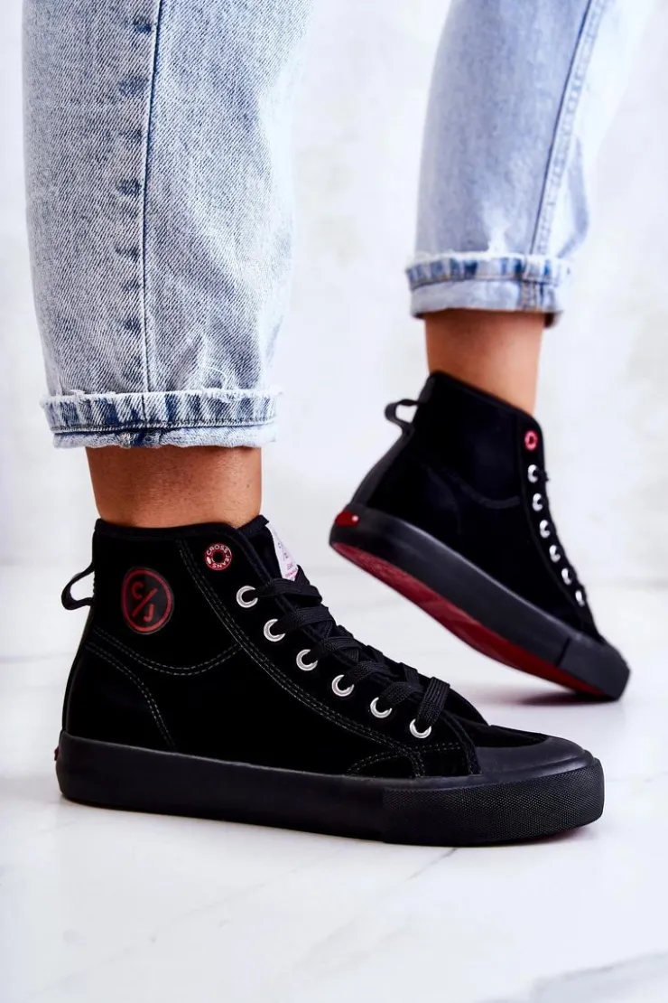 Clearance Cross Jeans Damskie Wysokie Trampki JJ2R4055C Czarne Czarny