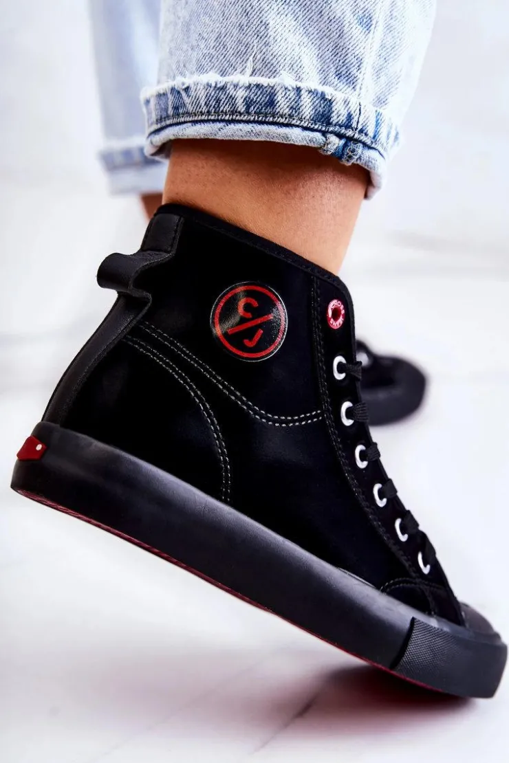 Clearance Cross Jeans Damskie Wysokie Trampki JJ2R4055C Czarne Czarny