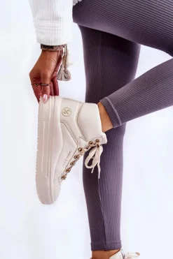 Hot Cross Jeans Damskie Wysokie Trampki KK2R4027C Beżowe