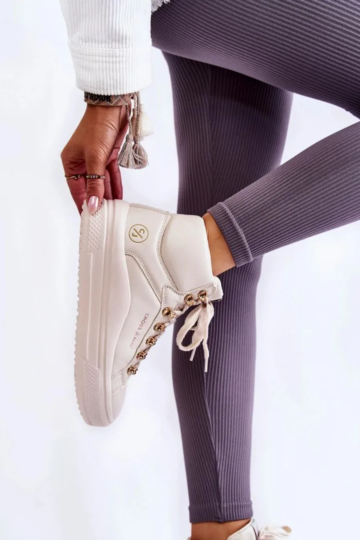 Hot Cross Jeans Damskie Wysokie Trampki KK2R4027C Beżowe