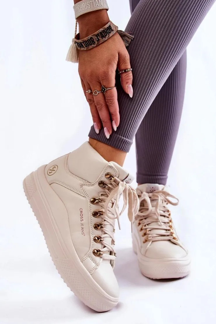 Hot Cross Jeans Damskie Wysokie Trampki KK2R4027C Beżowe
