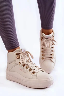 Hot Cross Jeans Damskie Wysokie Trampki KK2R4027C Beżowe