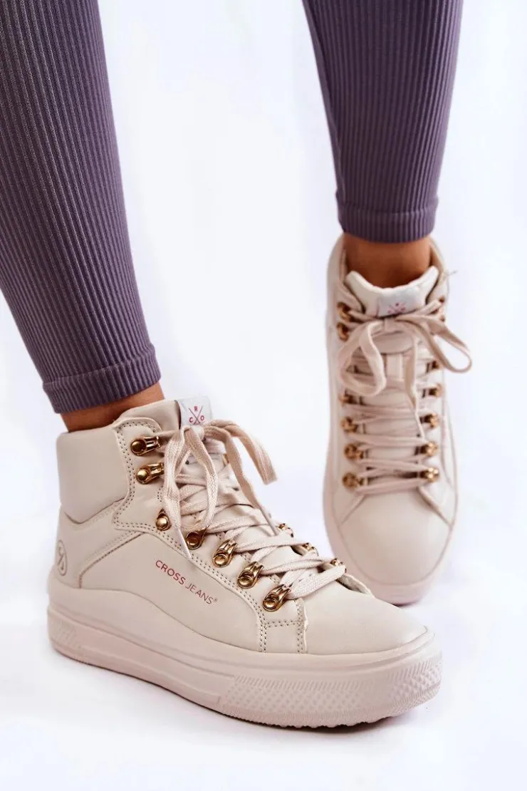 Hot Cross Jeans Damskie Wysokie Trampki KK2R4027C Beżowe
