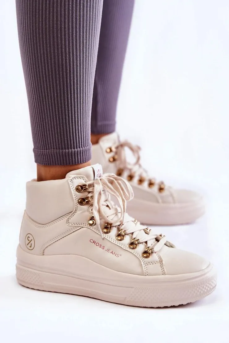 Hot Cross Jeans Damskie Wysokie Trampki KK2R4027C Beżowe