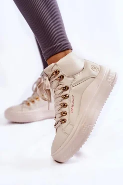 Hot Cross Jeans Damskie Wysokie Trampki KK2R4027C Beżowe