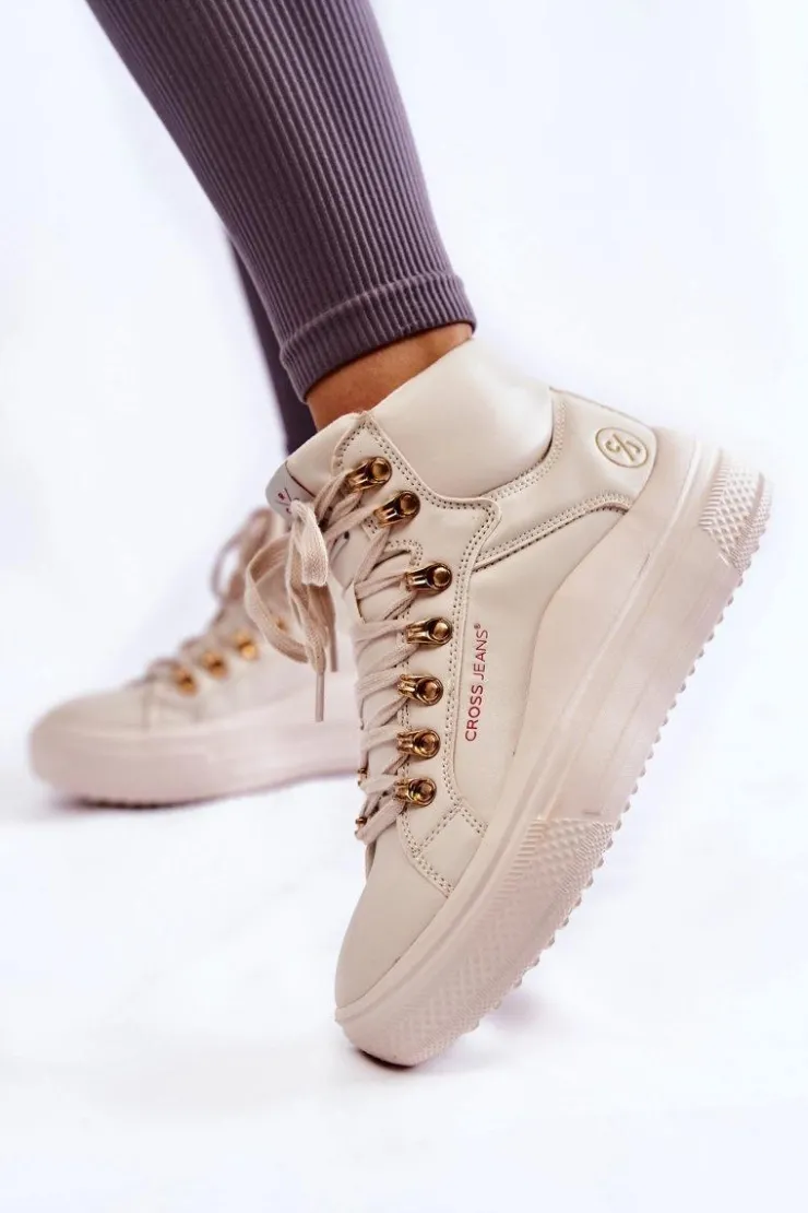 Hot Cross Jeans Damskie Wysokie Trampki KK2R4027C Beżowe