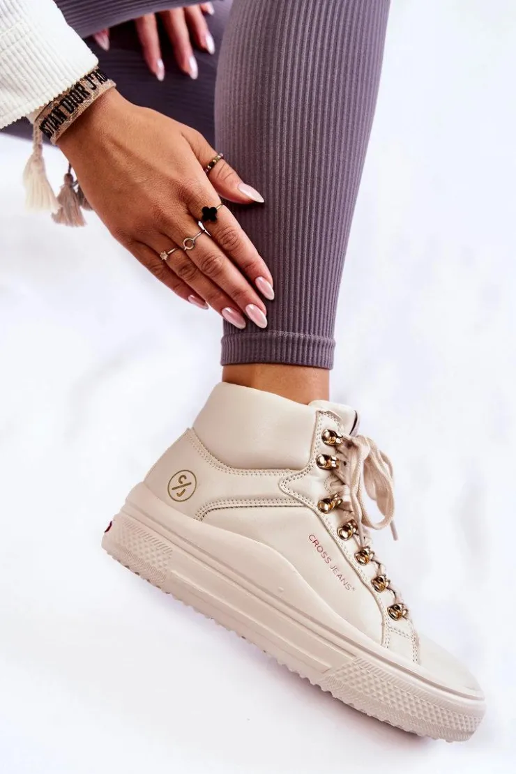 Hot Cross Jeans Damskie Wysokie Trampki KK2R4027C Beżowe