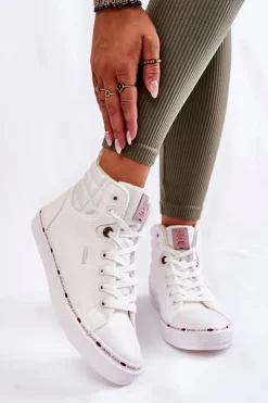 Cross Jeans Trampki Damskie Cross Jeans|Trampki Ocieplane*Damskie Wysokie Trampki KK2R4060C Białe