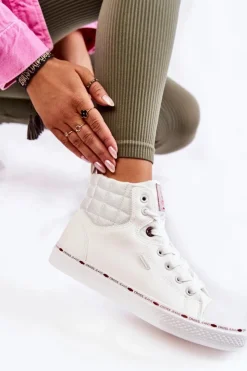 Cross Jeans Trampki Damskie Cross Jeans|Trampki Ocieplane*Damskie Wysokie Trampki KK2R4060C Białe