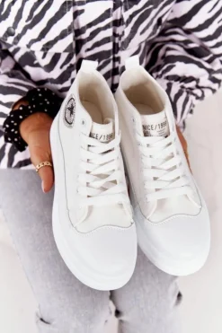 Damskie Boto Damskie Wysokie Trampki Na Platformie Białe Nice Girl