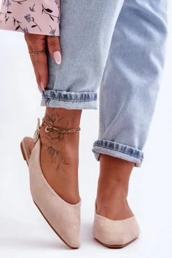 Damskie Boto Damskie Zamszowe Baleriny Beżowe Kenra