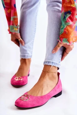 Sale Boto Damskie Zamszowe Baleriny Z Ozdobą Nicole 2746 Fuksja