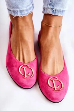 Sale Boto Damskie Zamszowe Baleriny Z Ozdobą Nicole 2746 Fuksja