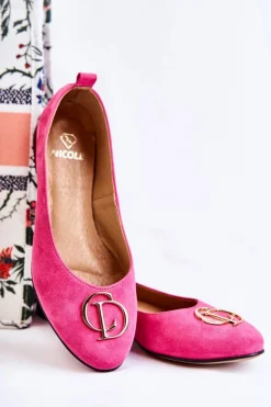 Sale Boto Damskie Zamszowe Baleriny Z Ozdobą Nicole 2746 Fuksja