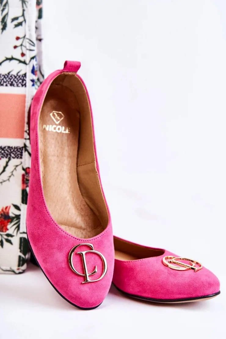 Sale Boto Damskie Zamszowe Baleriny Z Ozdobą Nicole 2746 Fuksja