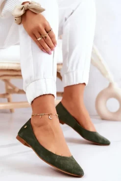 New Maciejka Damskie Zamszowe Baleriny 04100-45 Khaki