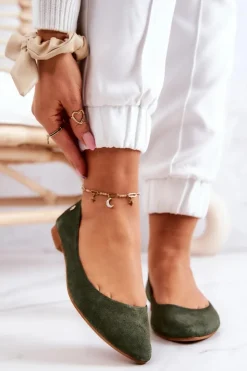 New Maciejka Damskie Zamszowe Baleriny 04100-45 Khaki