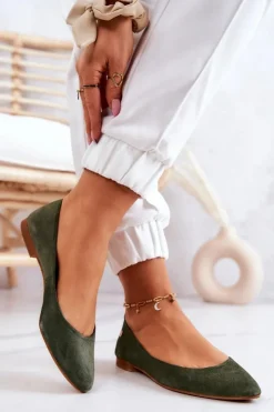 New Maciejka Damskie Zamszowe Baleriny 04100-45 Khaki