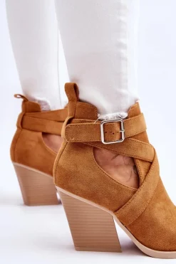New Boto Damskie Zamszowe Botki Kowbojki Camel Dennise