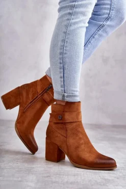 Damskie Boto Damskie Zamszowe Botki La.Fi 260041C-SU Camel