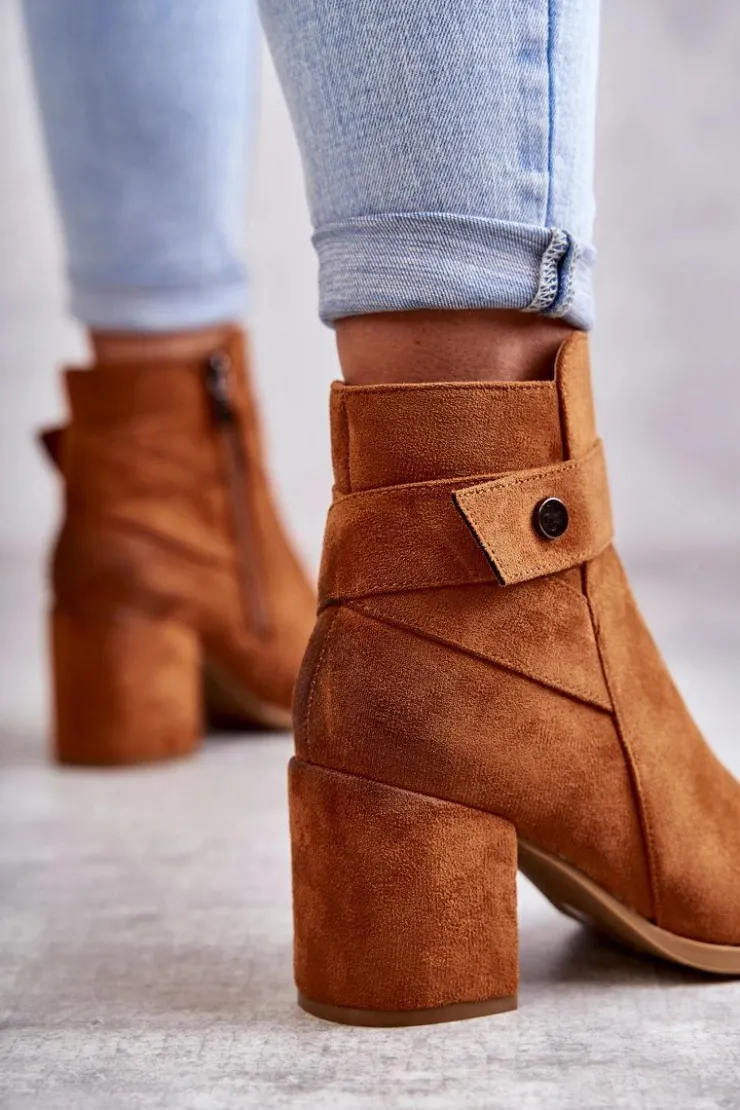 Damskie Boto Damskie Zamszowe Botki La.Fi 260041C-SU Camel