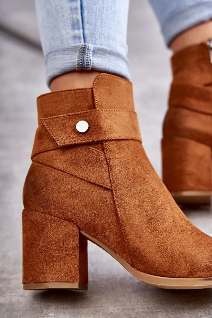 Damskie Boto Damskie Zamszowe Botki La.Fi 260041C-SU Camel