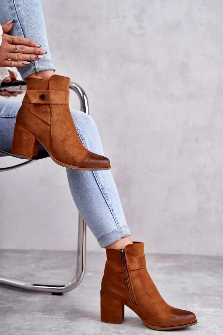 Damskie Boto Damskie Zamszowe Botki La.Fi 260041C-SU Camel