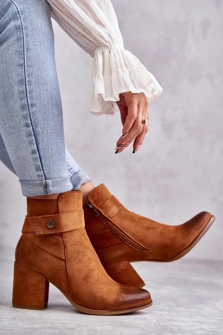 Damskie Boto Damskie Zamszowe Botki La.Fi 260041C-SU Camel