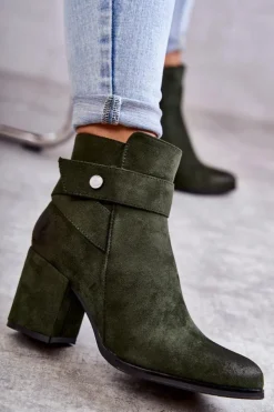 Boto Botki Na Słupku|Botki Zimowe Damskie*Damskie Zamszowe Botki La.Fi 260041BGR-SU Zielone