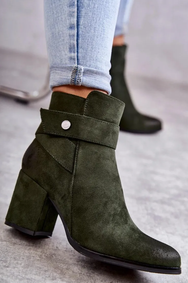 Boto Botki Na Słupku|Botki Zimowe Damskie*Damskie Zamszowe Botki La.Fi 260041BGR-SU Zielone