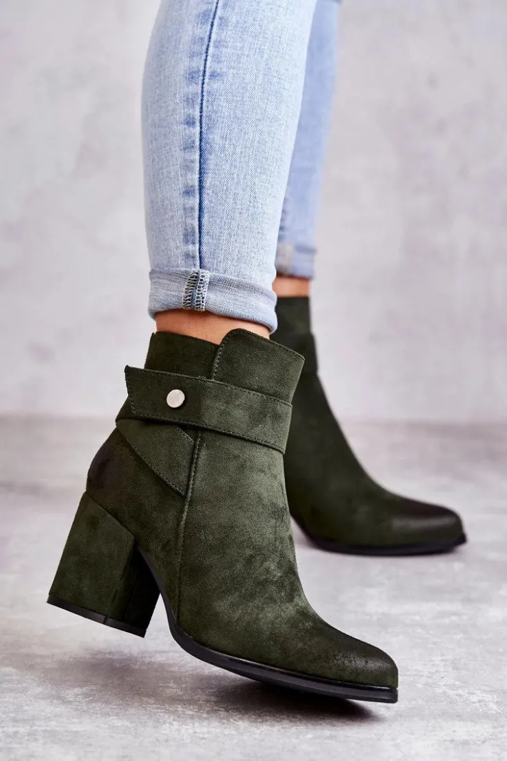 Boto Botki Na Słupku|Botki Zimowe Damskie*Damskie Zamszowe Botki La.Fi 260041BGR-SU Zielone