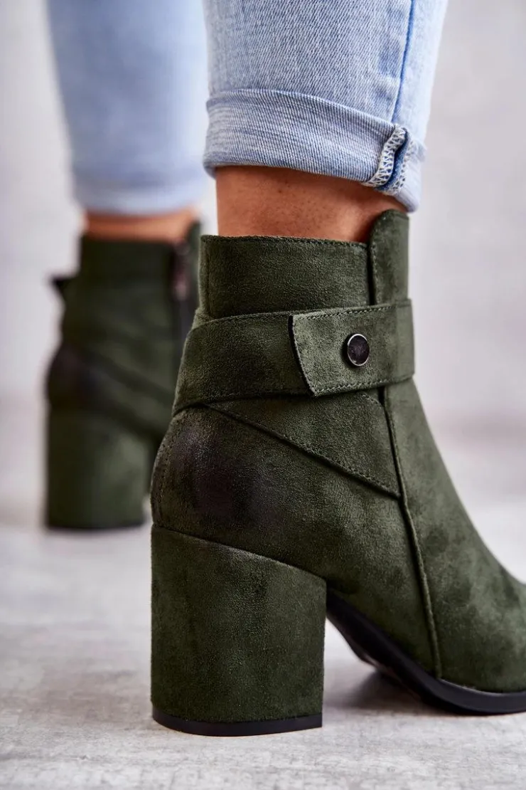 Boto Botki Na Słupku|Botki Zimowe Damskie*Damskie Zamszowe Botki La.Fi 260041BGR-SU Zielone