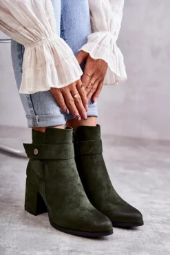 Boto Botki Na Słupku|Botki Zimowe Damskie*Damskie Zamszowe Botki La.Fi 260041BGR-SU Zielone