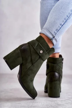 Boto Botki Na Słupku|Botki Zimowe Damskie*Damskie Zamszowe Botki La.Fi 260041BGR-SU Zielone