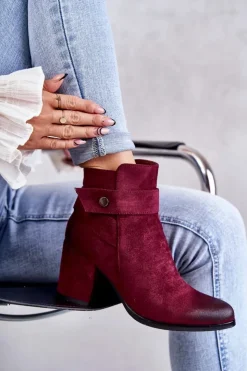 Hot Boto Damskie Zamszowe Botki La.Fi 260041WI-SU Czerwone