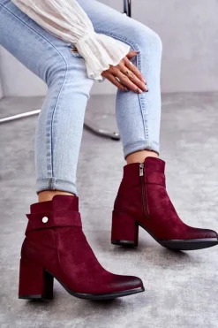 Hot Boto Damskie Zamszowe Botki La.Fi 260041WI-SU Czerwone