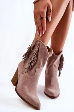 New Boto Damskie Zamszowe Botki Lewski Shoes 2808/L Cappucino