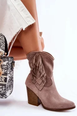 New Boto Damskie Zamszowe Botki Lewski Shoes 2808/L Cappucino