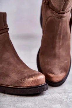 Maciejka Botki Maciejka|Botki Na Słupku*Damskie Zamszowe Botki 05720-14 Jasnobrązowe