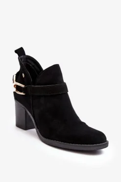 Clearance Maciejka Damskie Zamszowe Botki Na Obcasie 06247-01 Czarne