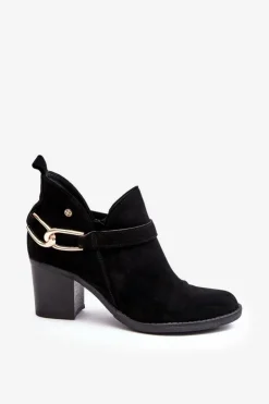 Clearance Maciejka Damskie Zamszowe Botki Na Obcasie 06247-01 Czarne