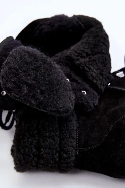 Damskie Boto Damskie Zamszowe Botki Na Słupku Czarne Lemar Avely