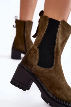 Damskie Buty damskie Vinceza Damskie Zamszowe Botki Na Suwak Khaki Liris