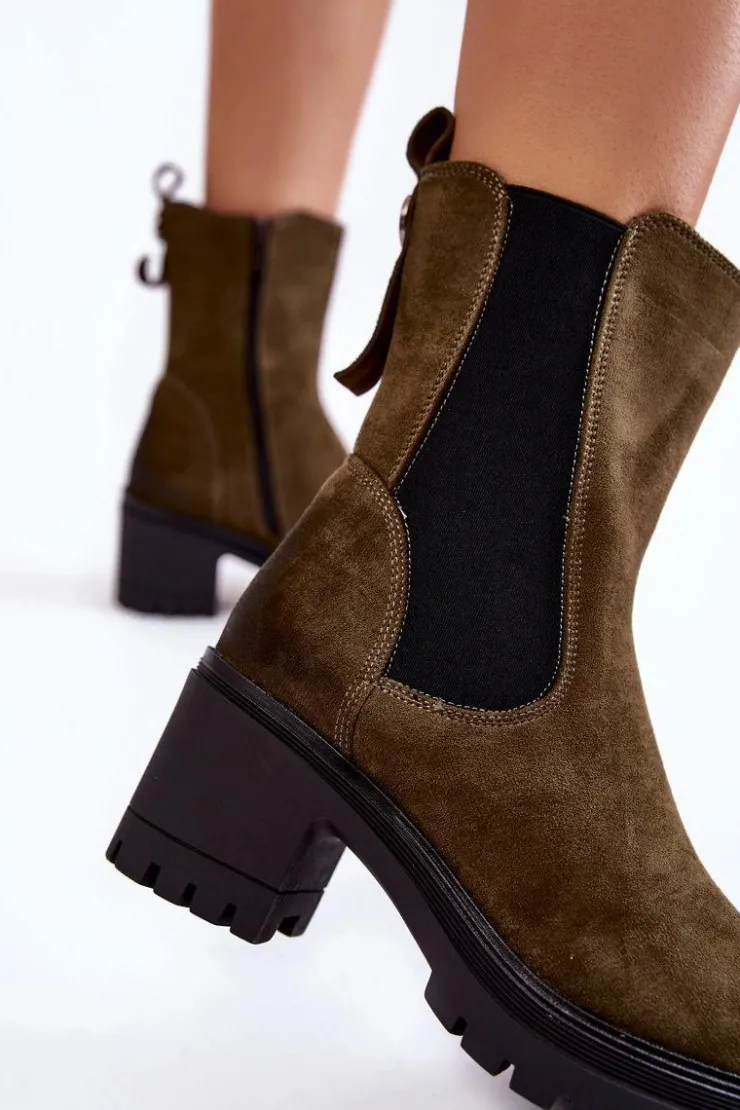 Damskie Buty damskie Vinceza Damskie Zamszowe Botki Na Suwak Khaki Liris